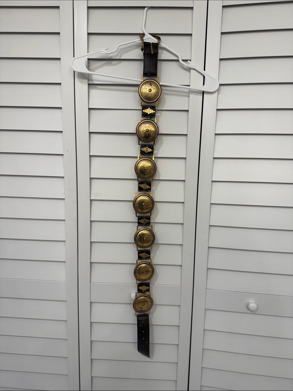 Captiva Collectibles Wide Leather Belt with Ornate Gold Medallions